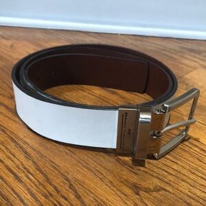 Remo Tulliani Reversible White & Brown Leather Belt with Silver Buckle